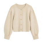 Front view of Beige Nivelle Cardigan