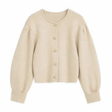 Front view of Beige Nivelle Cardigan