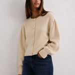 Nivelle Cardigan shown in a lifestyle setting, alternate view