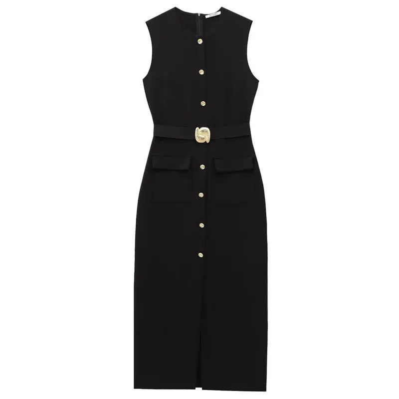 Front view of Black Noir Silhouette Dress