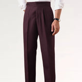 Close-up detail of Non Iron High Waist Business Trousers Burgundy Red