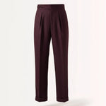 Front view of Red Non Iron High Waist Business Trousers Burgundy Red