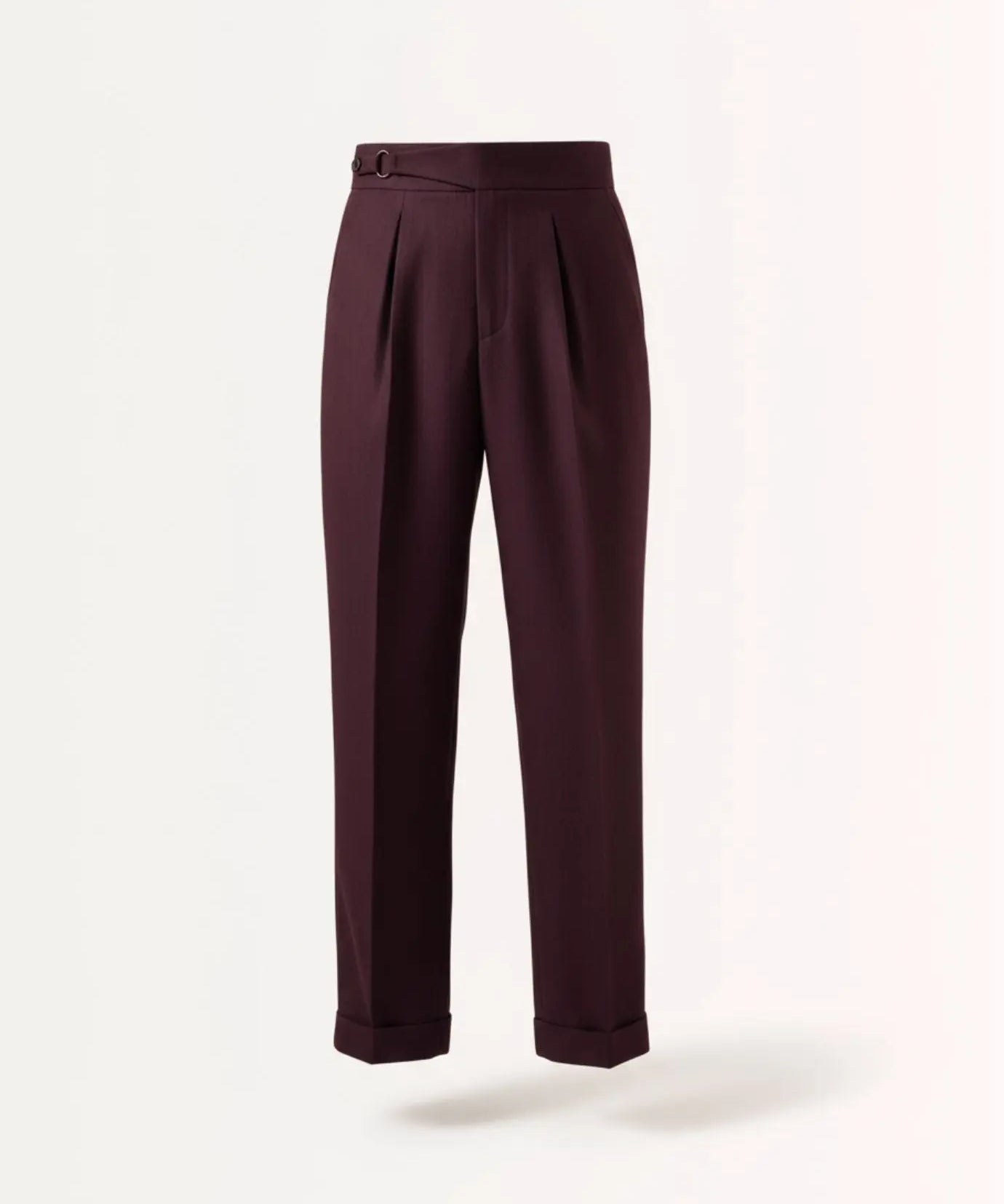 Front view of Red Non Iron High Waist Business Trousers Burgundy Red