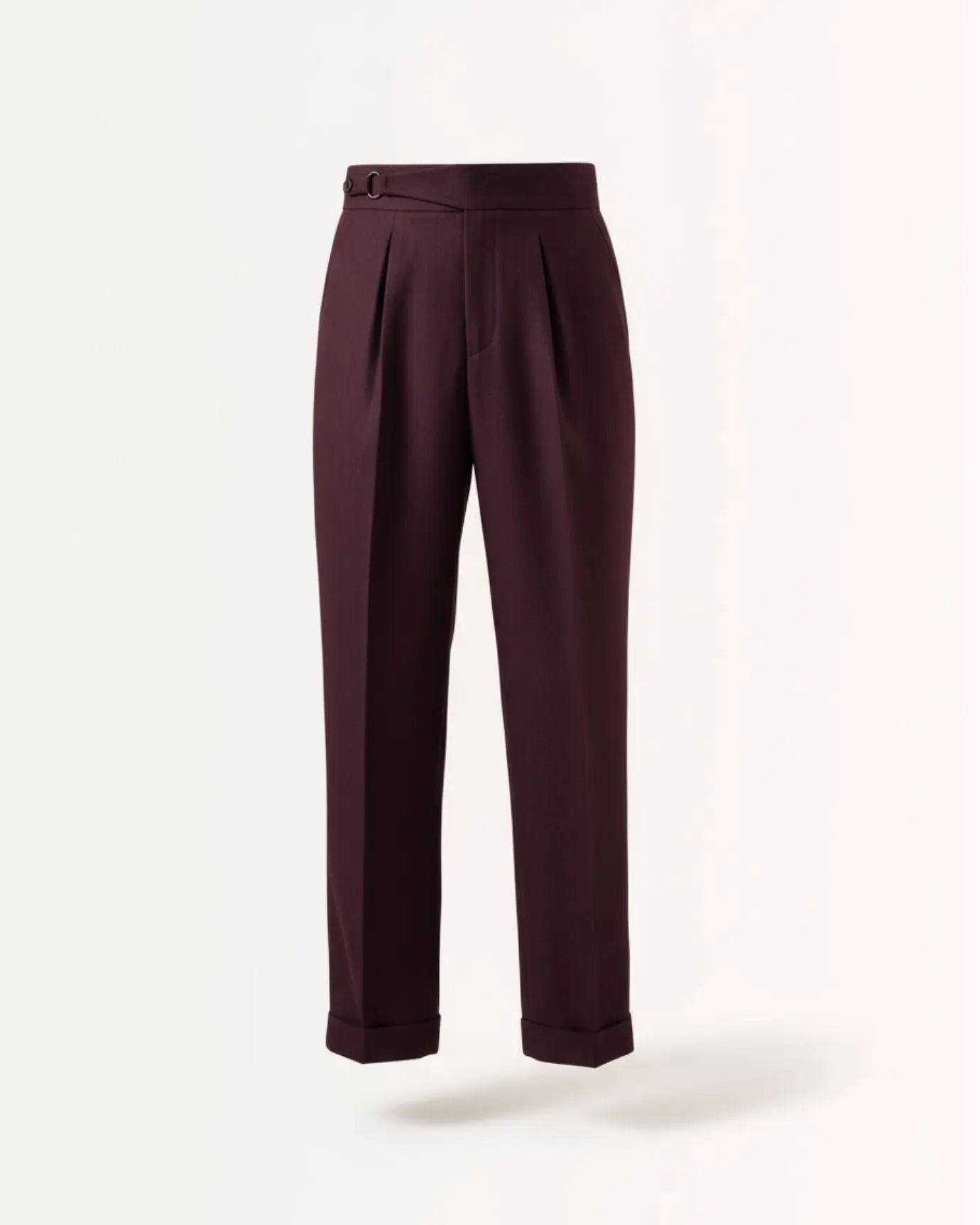 Front view of Red Non Iron High Waist Business Trousers Burgundy Red