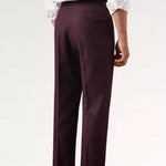 Front view of Non Iron High Waist Business Trousers Burgundy Red