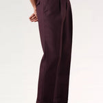 Side view of Non Iron High Waist Business Trousers Burgundy Red