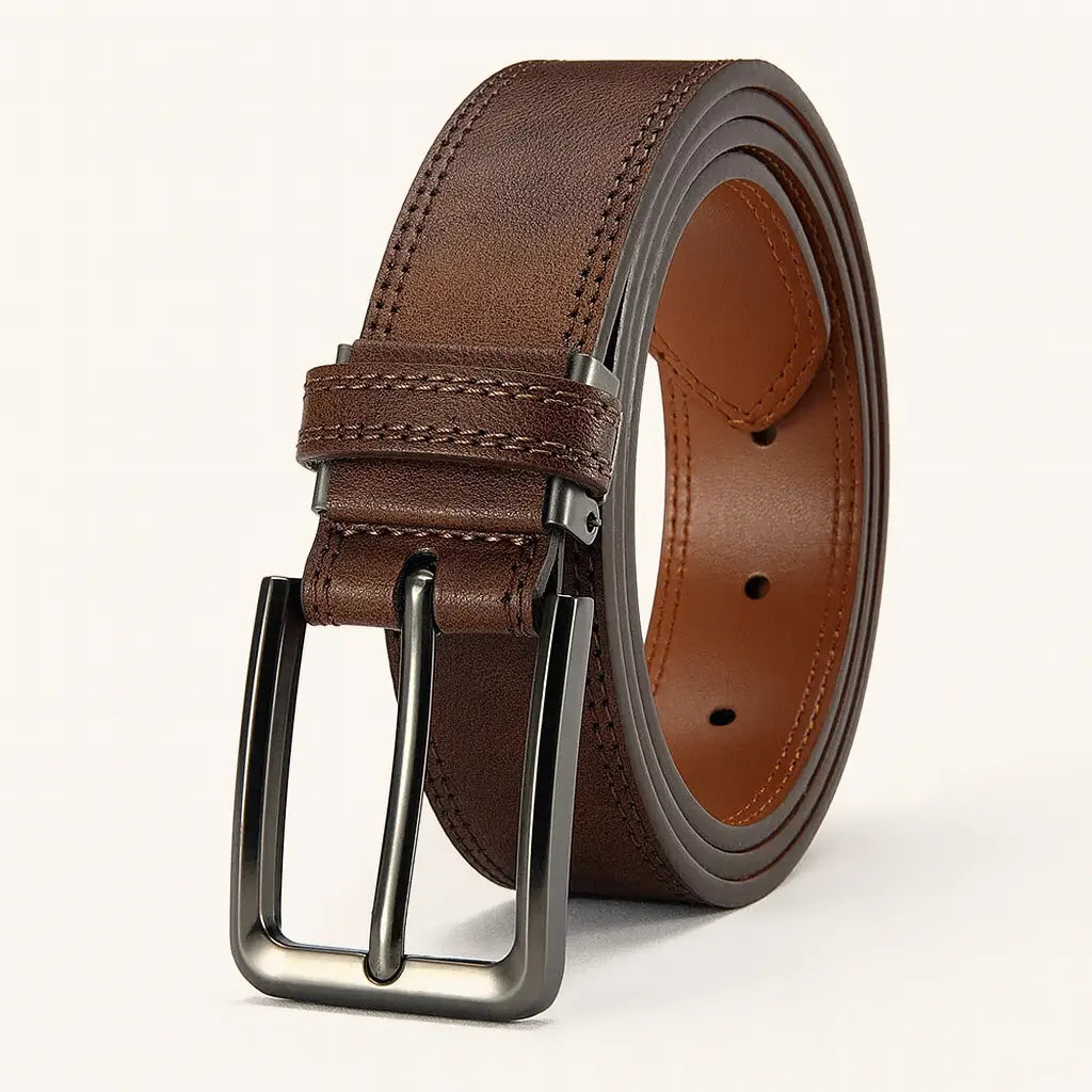 Front view of Brown Nordic Leather Belt