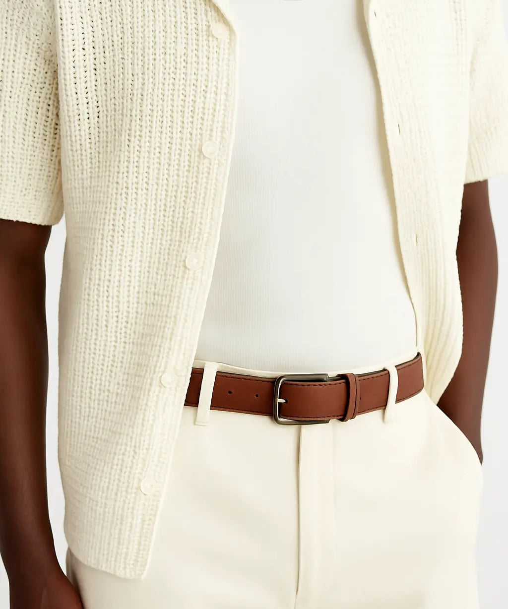 Nordic Leather Belt shown in a lifestyle setting