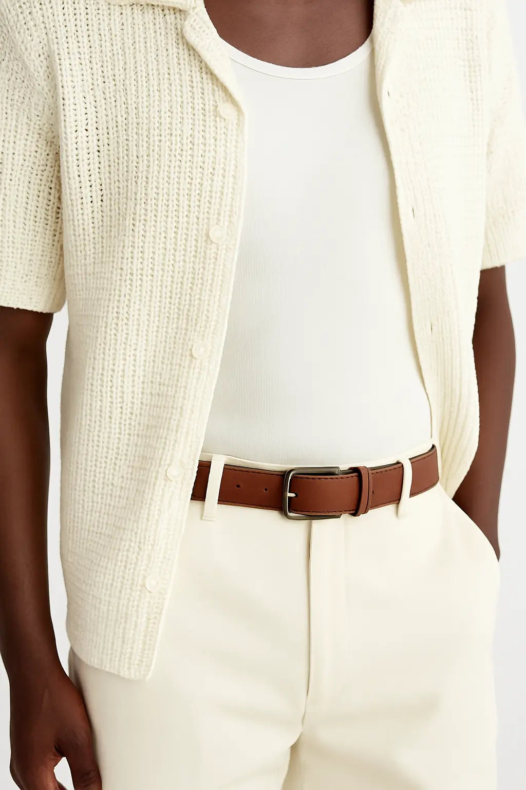 Nordic Leather Belt shown in a lifestyle setting