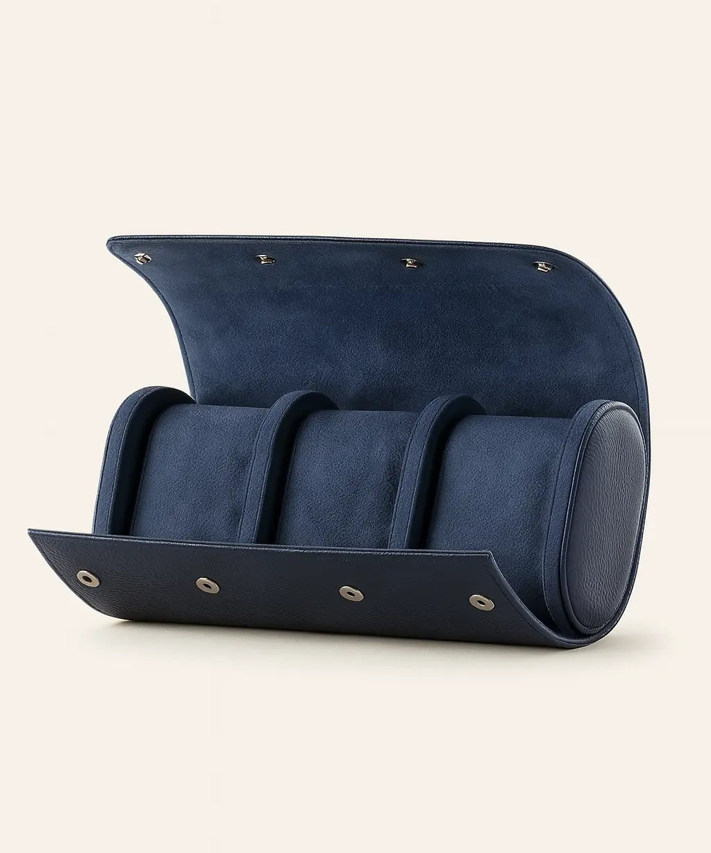 Front view of Blue Travel Watch Holder