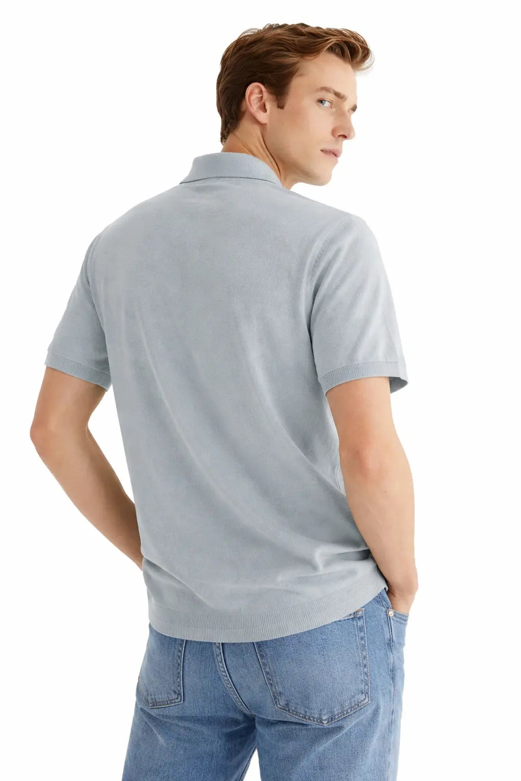 Back view of Cotton Polo Shirt