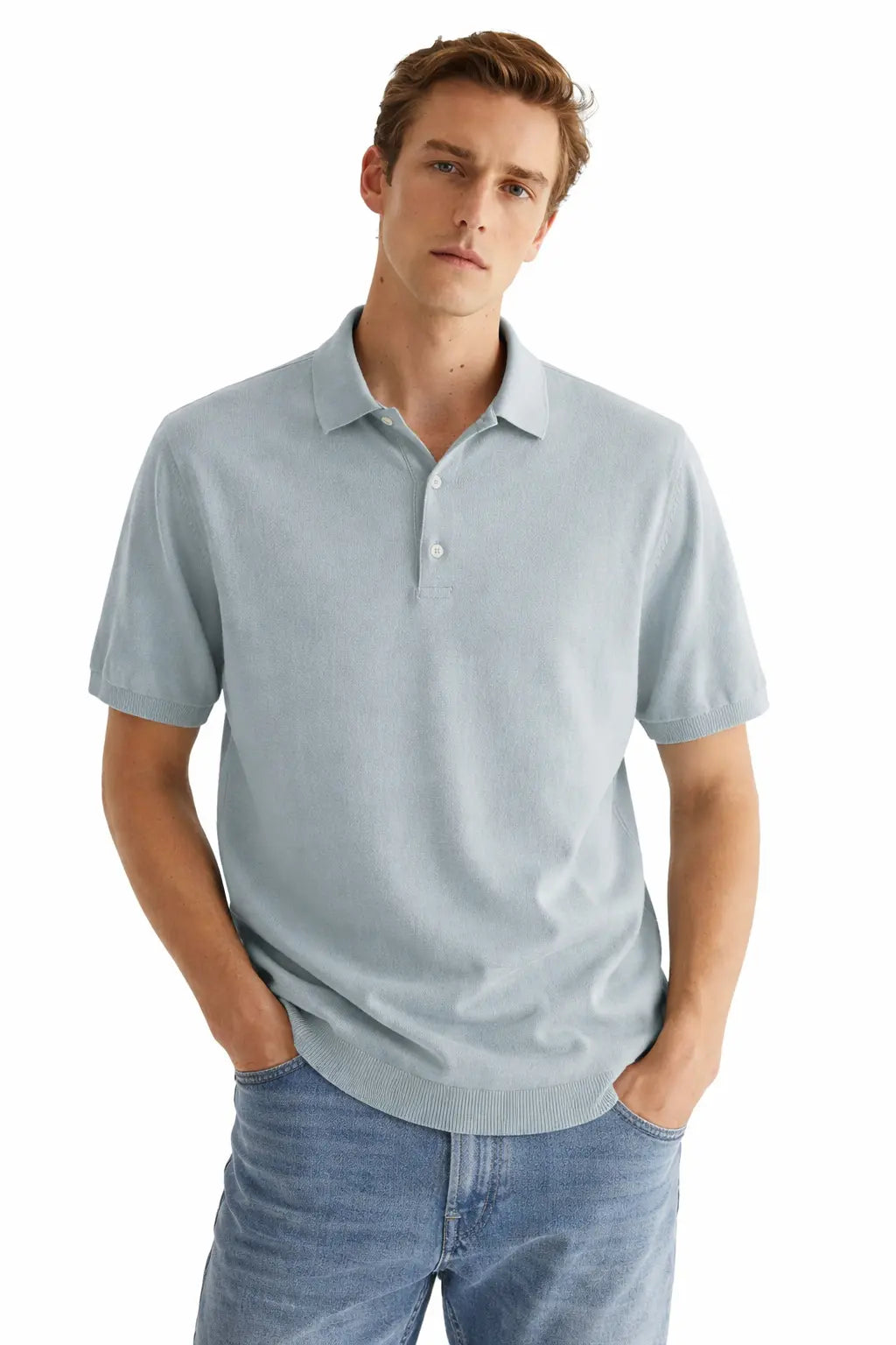 Cotton Polo Shirt shown in a lifestyle setting
