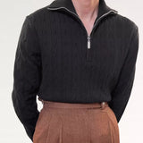 Close-up detail of Old Money Retro Sweater Zip, construction detail