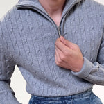 Close-up detail of Old Money Retro Sweater Zip, hardware detail