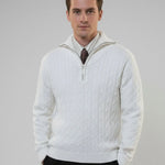 Old Money Retro Sweater Zip shown in a lifestyle setting