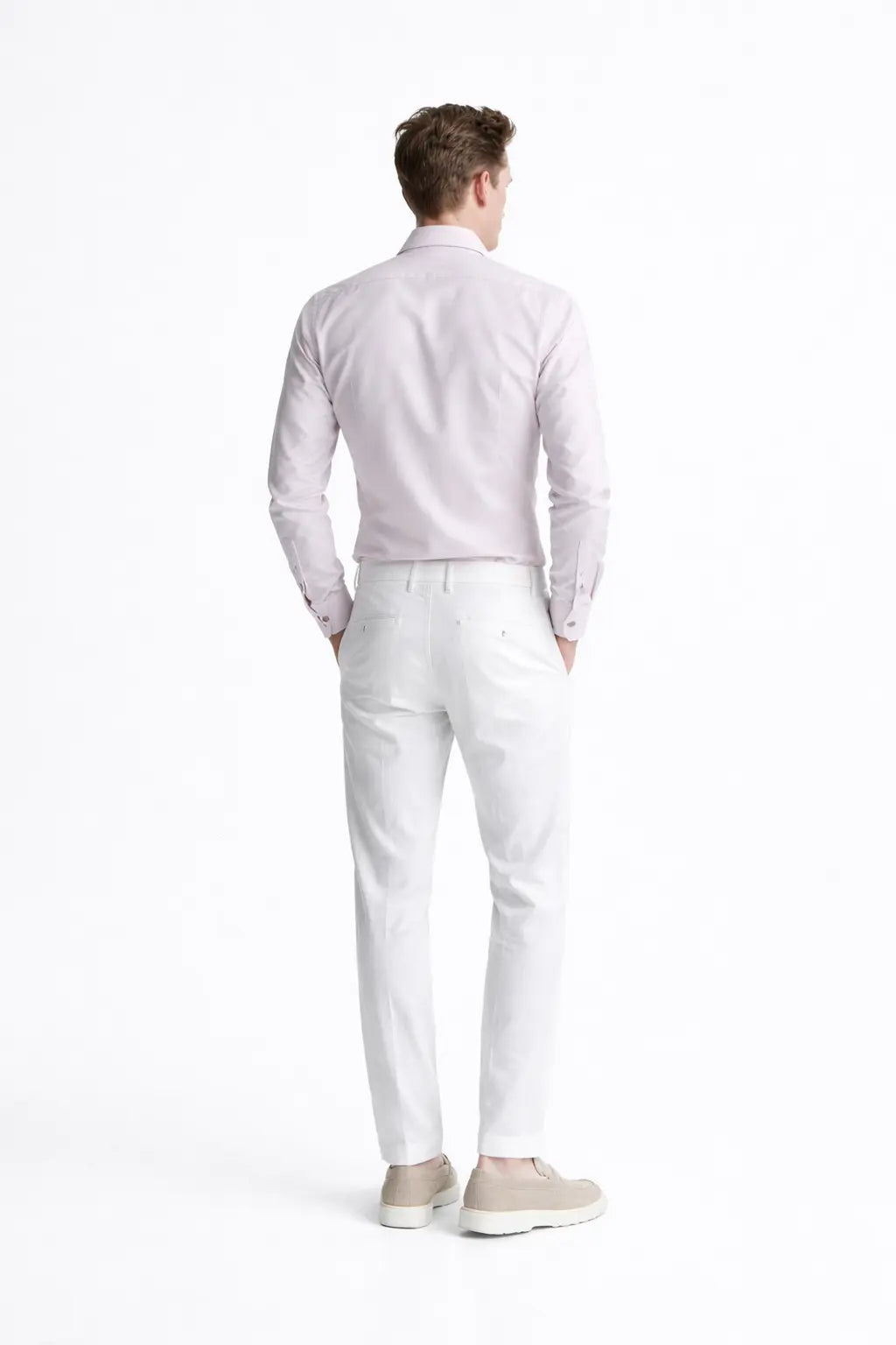 Back view of Old Money Stretch Button-up Shirt, alternate angle