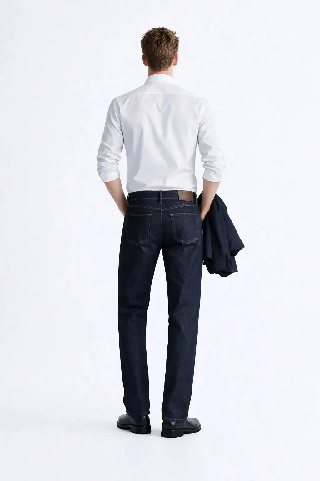 Back view of Old Money Stretch Button-up Shirt, full view