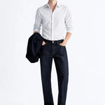 Old Money Stretch Button-up Shirt shown in a lifestyle setting, full length view