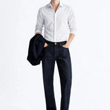 Old Money Stretch Button-up Shirt shown in a lifestyle setting, full length view