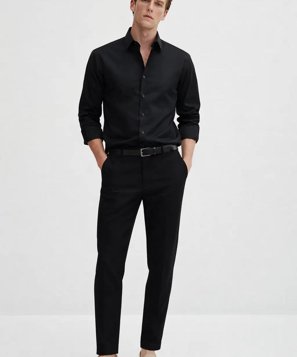 Old Money Stretch Button-up Shirt shown in a lifestyle setting
