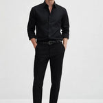 Old Money Stretch Button-up Shirt shown in a lifestyle setting