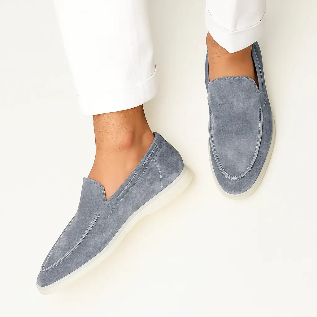 Old Money Suede Loafers shown in a lifestyle setting