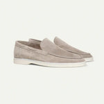 Side view of Light beige Old Money Suede Loafers