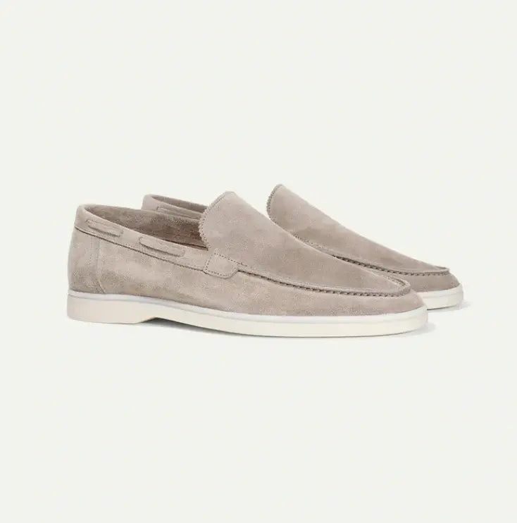 Side view of Light beige Old Money Suede Loafers
