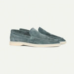 Side view of Light turquoise Old Money Suede Loafers