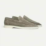 Side view of Olive green Old Money Suede Loafers