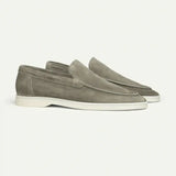 Side view of Olive green Old Money Suede Loafers