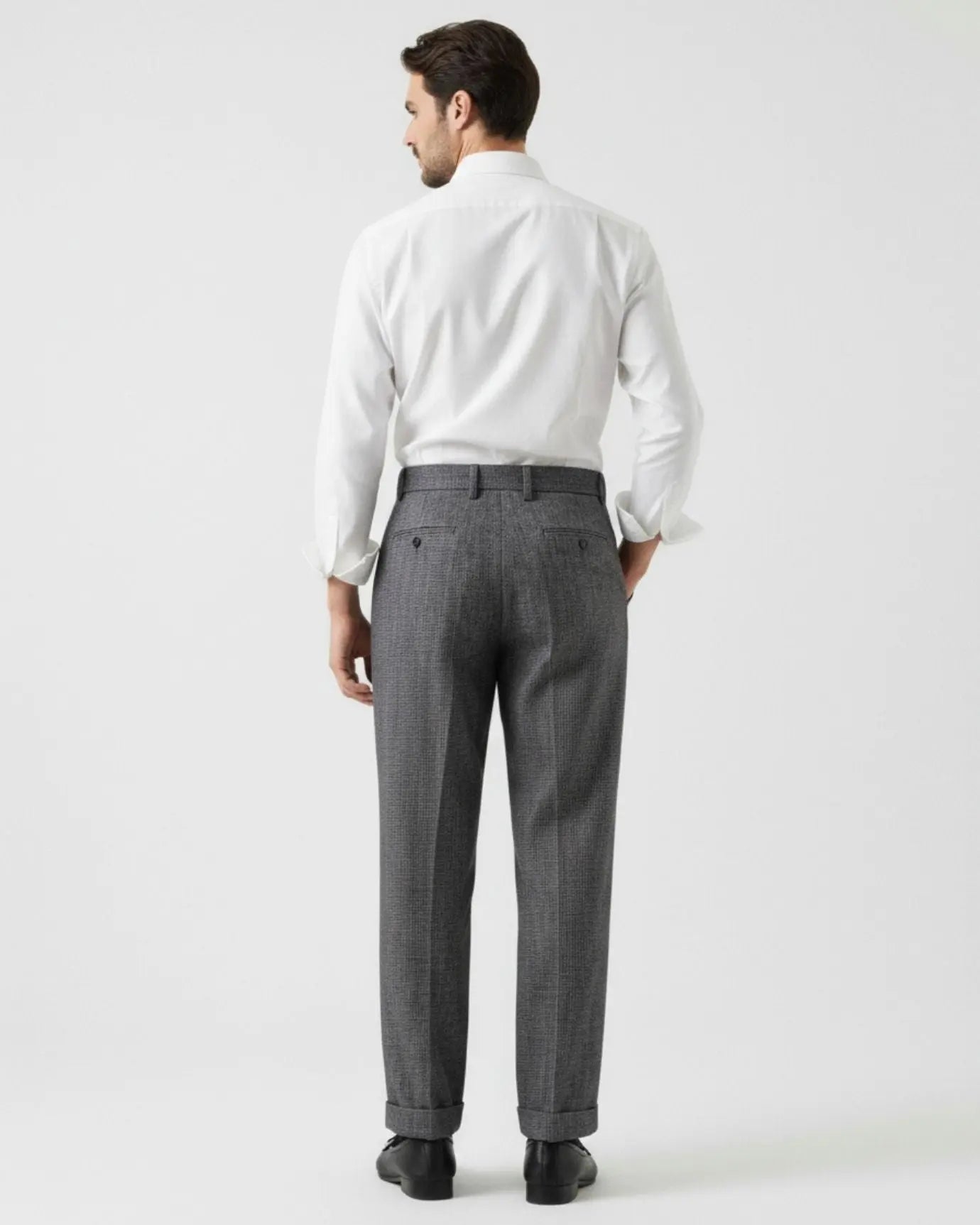 Back view of Old Money Trousers Neapolitan Wool