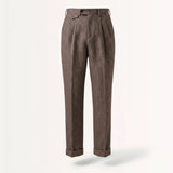 Front view of Coffee Brown Old Money Trousers Neapolitan Wool