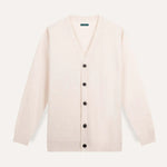 Front view of Beige Old Money Wool Cardigan Sweater