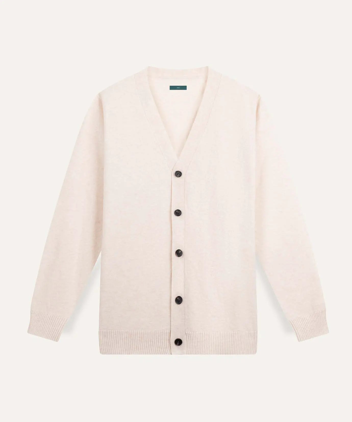 Front view of Beige Old Money Wool Cardigan Sweater