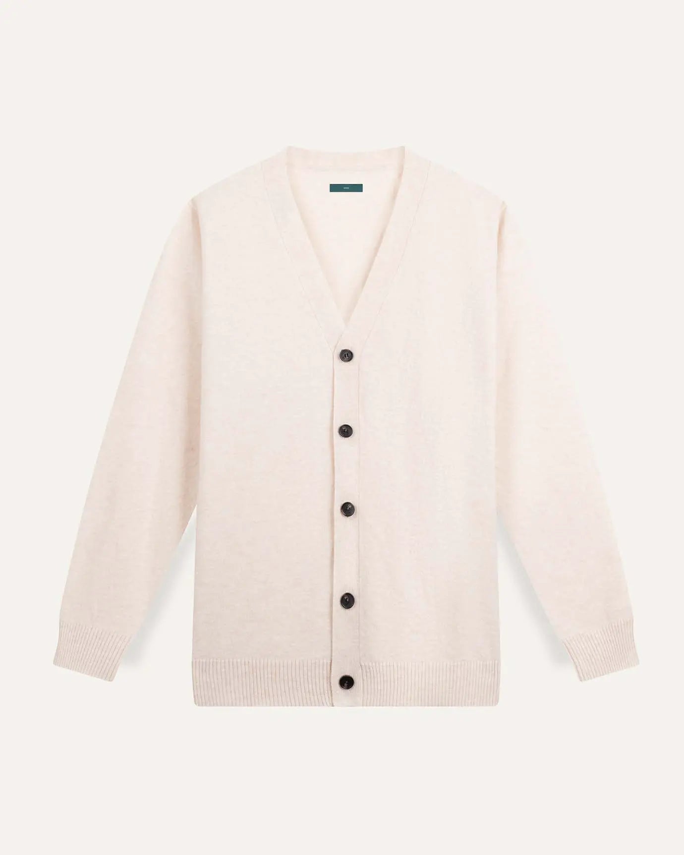 Front view of Beige Old Money Wool Cardigan Sweater