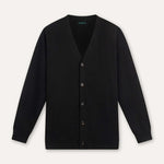 Front view of Black Old Money Wool Cardigan Sweater