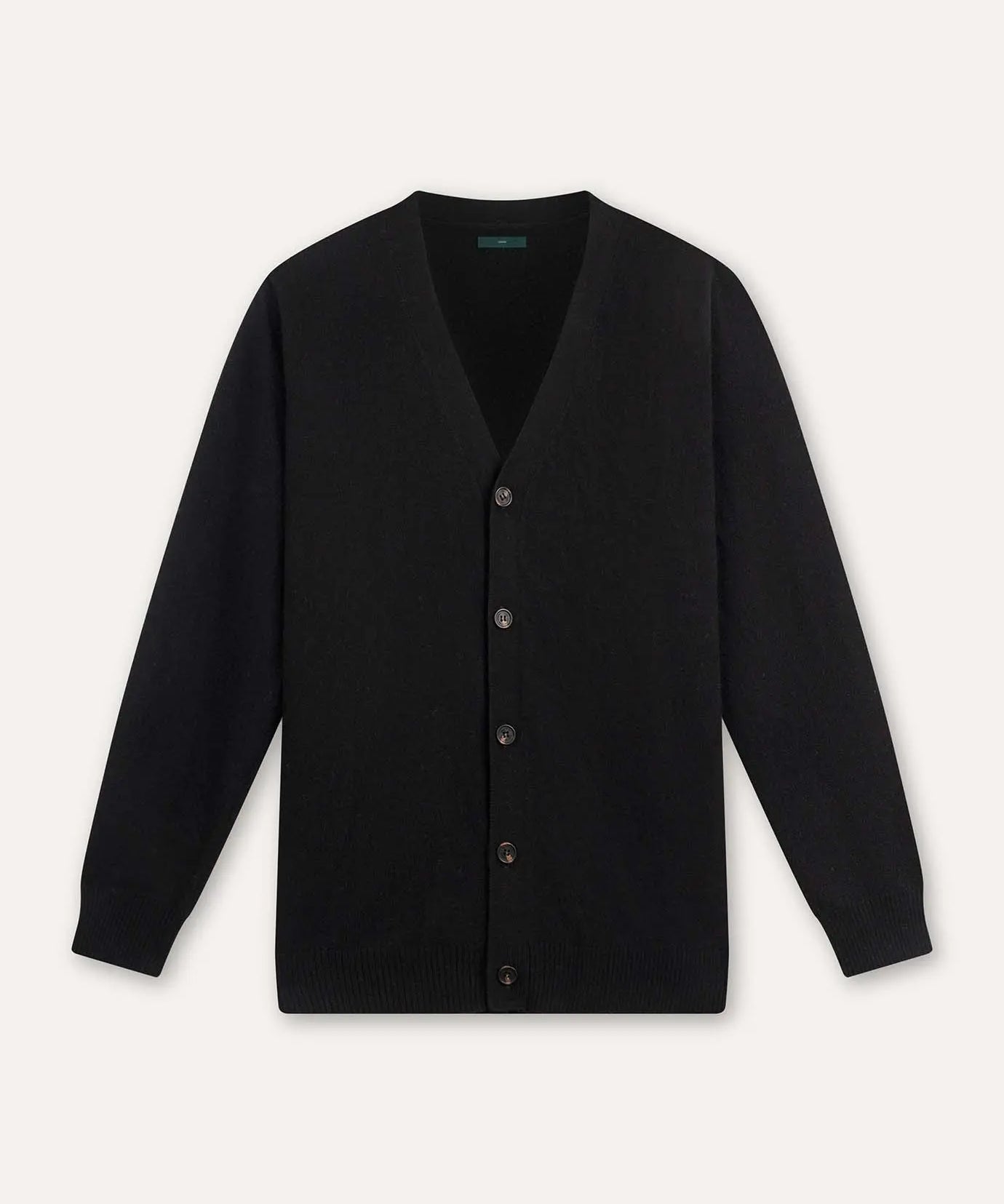 Front view of Black Old Money Wool Cardigan Sweater