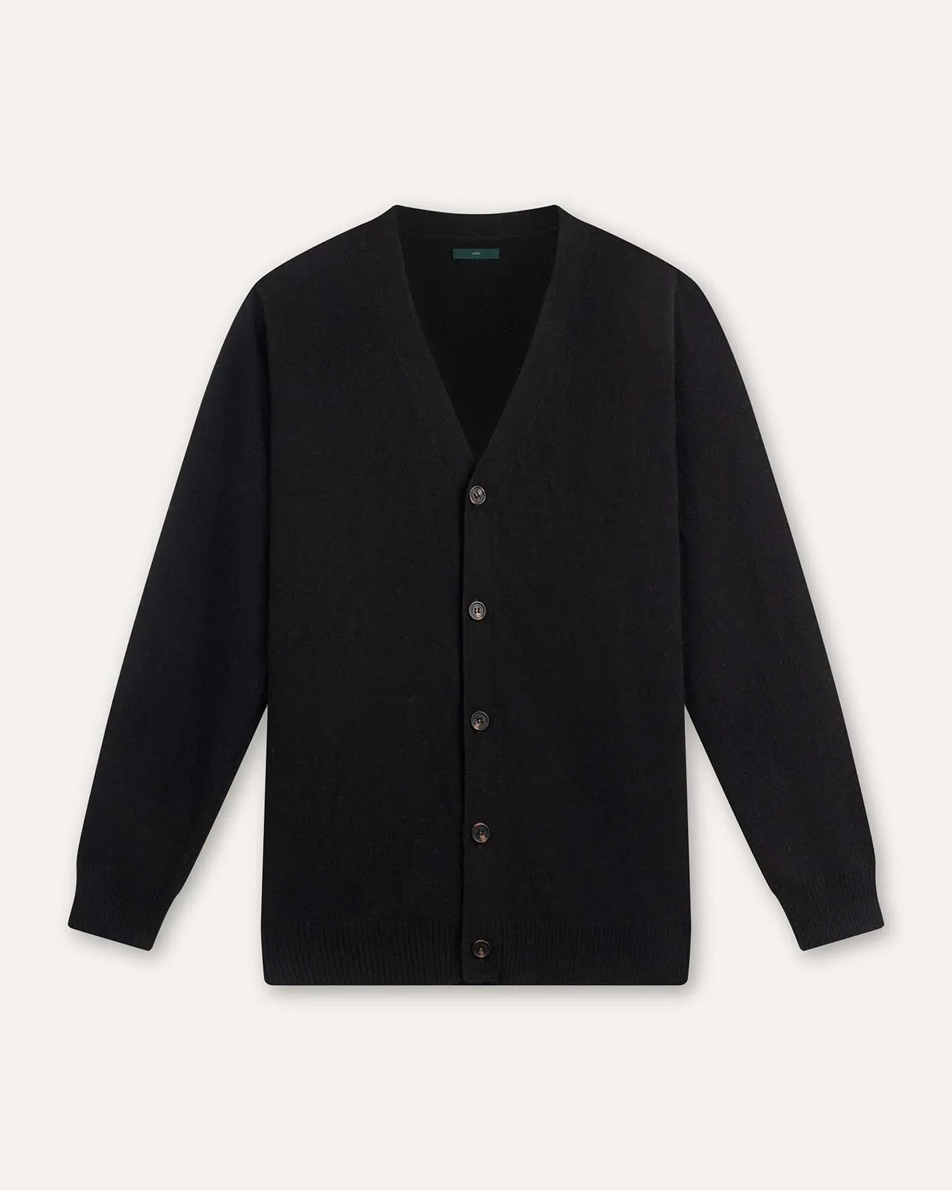 Front view of Black Old Money Wool Cardigan Sweater