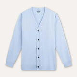 Front view of Sky Blue Old Money Wool Cardigan Sweater