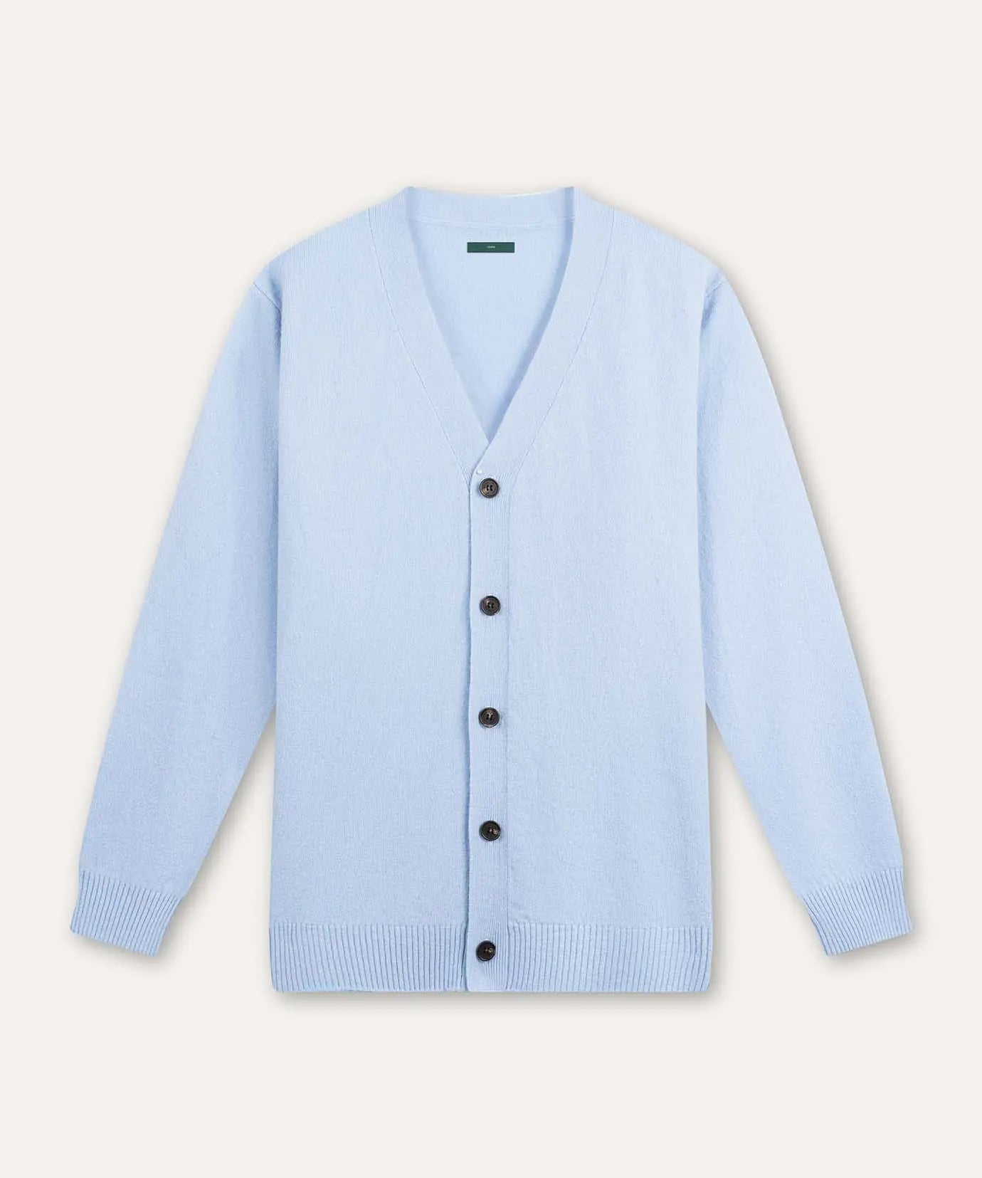 Front view of Sky Blue Old Money Wool Cardigan Sweater