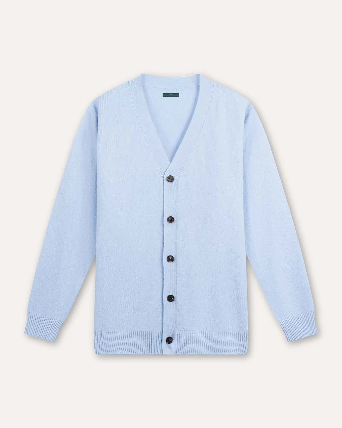 Front view of Sky Blue Old Money Wool Cardigan Sweater