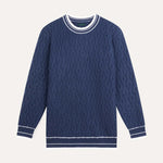 Front view of Blue Old Money Wool & Cashmere Sweater