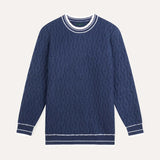 Front view of Blue Old Money Wool & Cashmere Sweater
