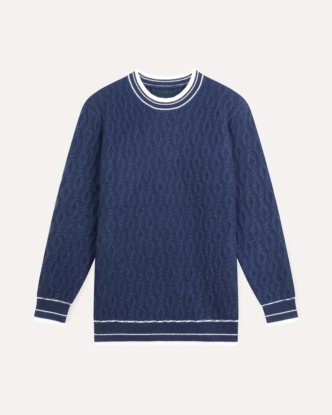 Front view of Blue Old Money Wool & Cashmere Sweater