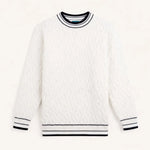 Front view of White Old Money Wool & Cashmere Sweater