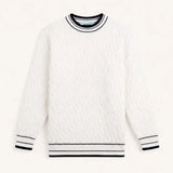 Front view of White Old Money Wool & Cashmere Sweater