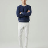 Old Money Wool & Cashmere Sweater shown in a lifestyle setting, cropped view