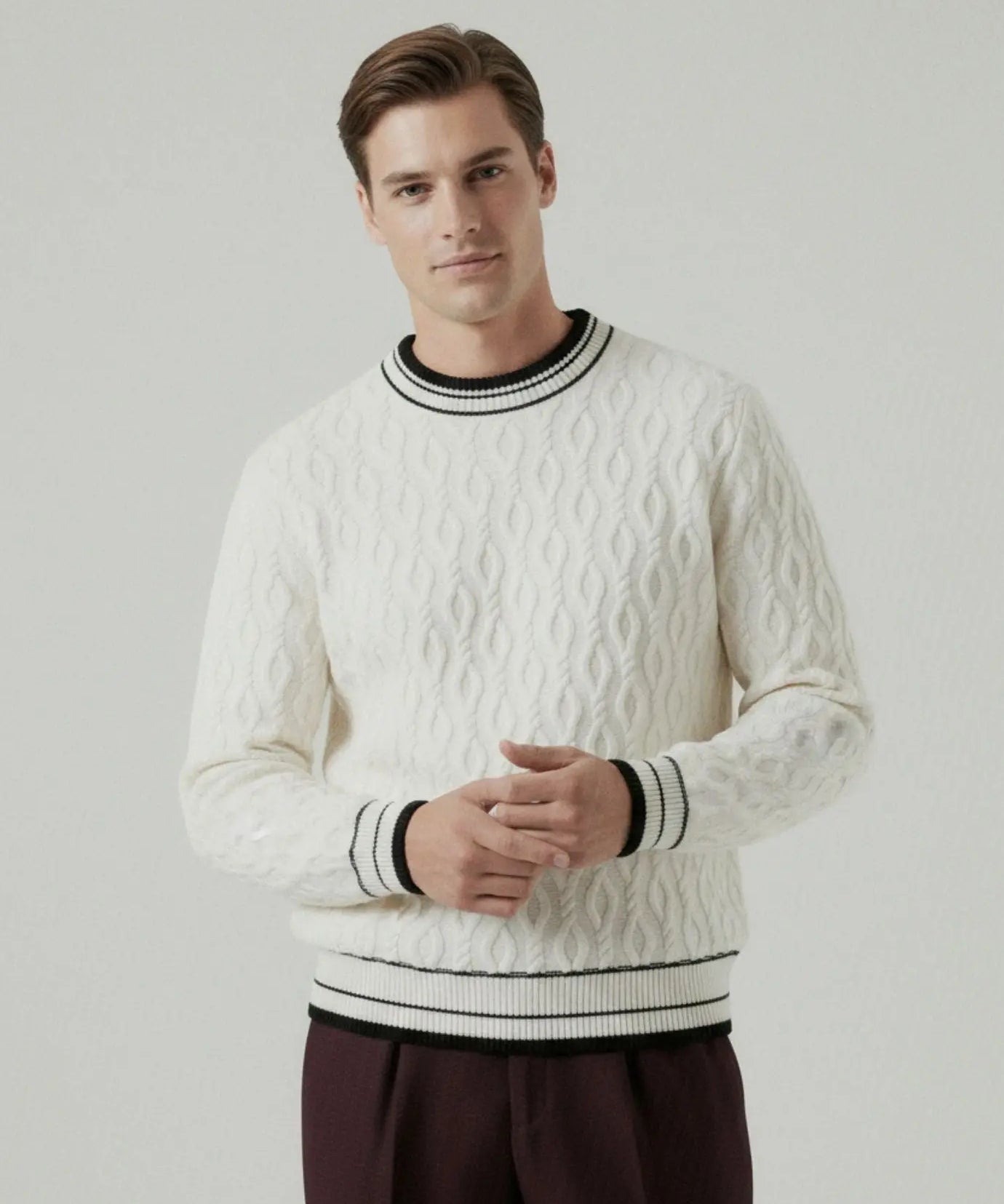 Old Money Wool & Cashmere Sweater shown in a lifestyle setting