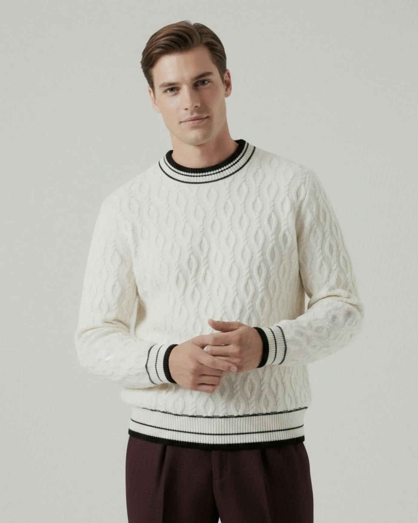 Old Money Wool & Cashmere Sweater shown in a lifestyle setting